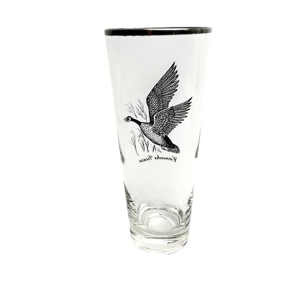 Collectible Pilsner Glass Canada Goose Silver Rim Beer Barware 6.75 Inch Tall - Picture 12 of 12